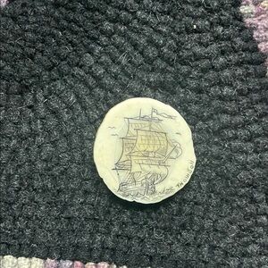 Vintage Ship Engraved Scrimshaw